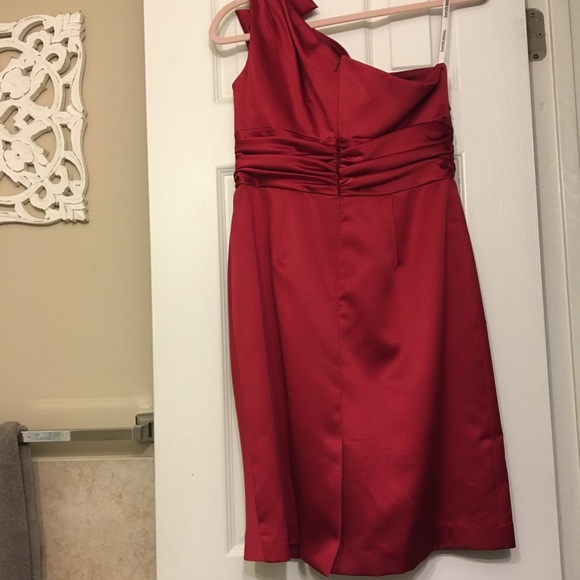 🌹One-shoulder satin dress with bow - Picture 2 of 6